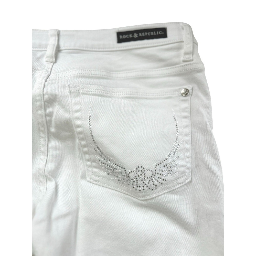 Rock & Republic White Jeans Size 12 Rhinestone Angel Wings Bling Bootcut Western